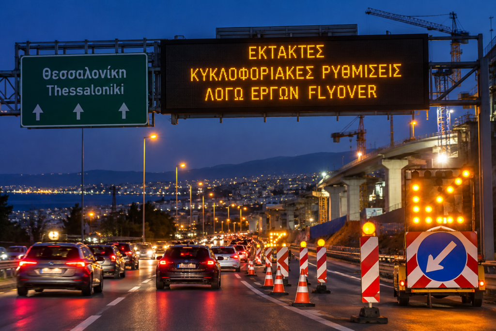 Θεσσαλονίκη: Έκτακτες κυκλοφοριακές ρυθμίσεις στην Περιφερειακή Οδό λόγω Flyover