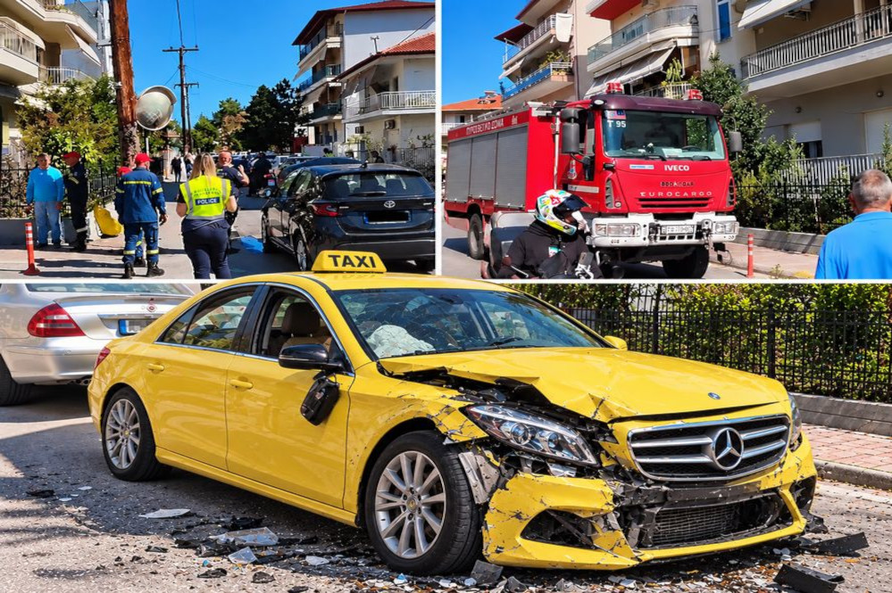 Κατερίνη: Τροχαίο με ταξί και Ι.Χ. – Σφοδρή σύγκρουση